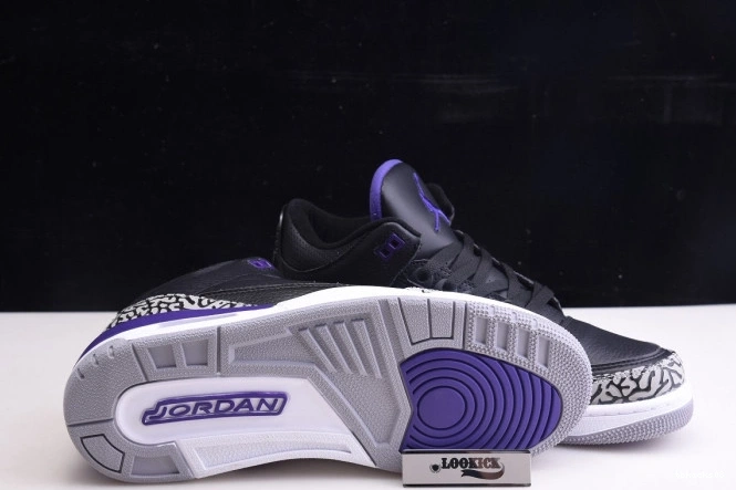Rep TBkick CT8532-050 Court Air Jordan Black Retro 3 Purple 0703
